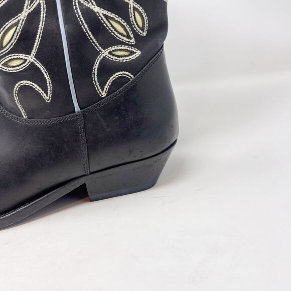 Golden Goose Womens 38 Black Wish Star Western Boot Yellow Sky Embroidery Italy - Picture 11 of 16